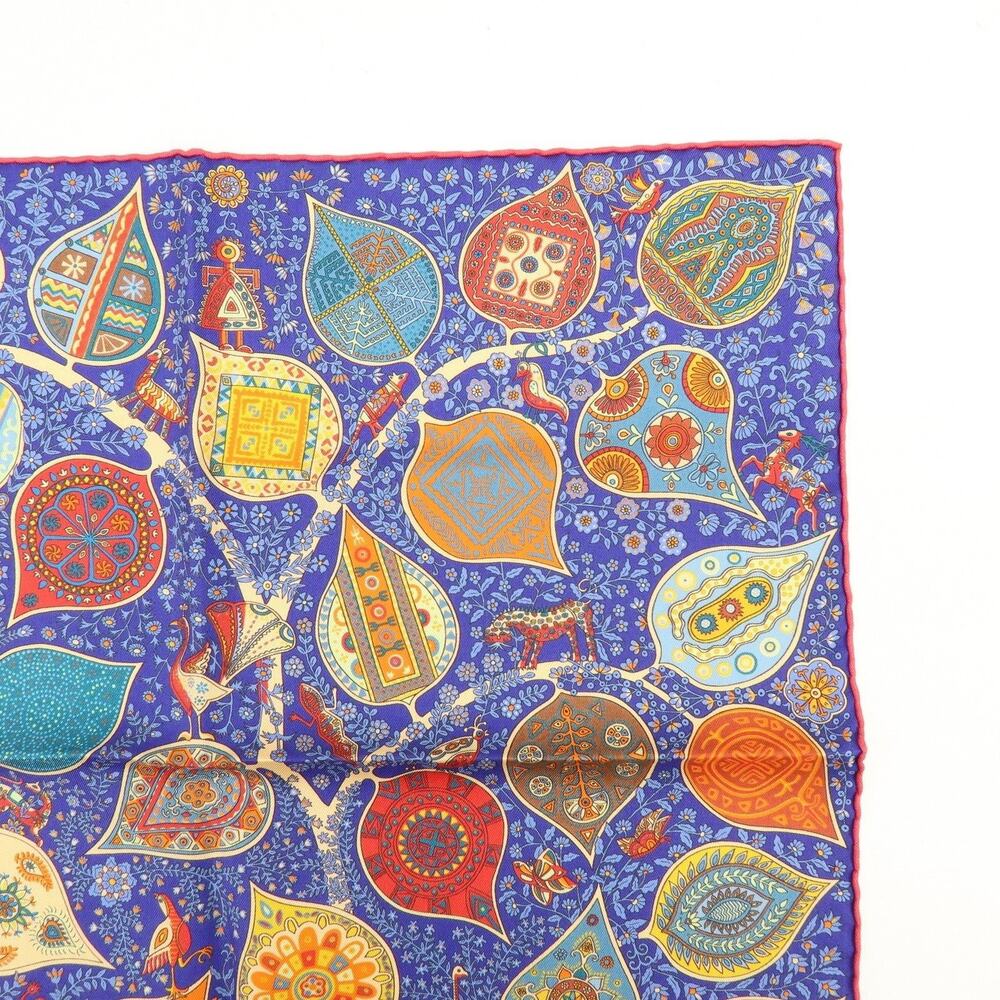 Hermes Carre 45 L'Arbre de Vie Silk Scarf Blue - Picture 4 of 10